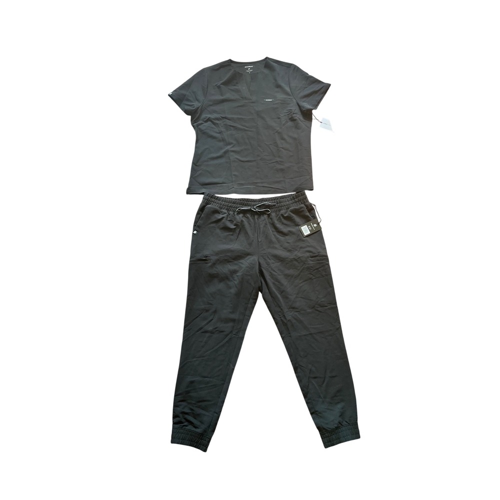 Jaanuu Black Short-Sleeve Tee & Jogger Set